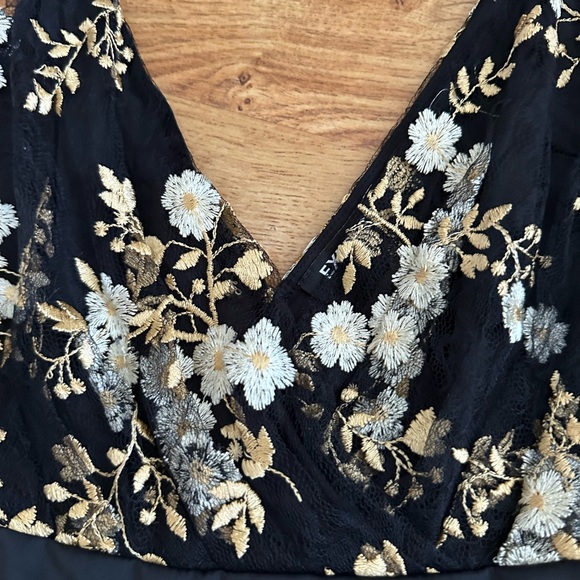 EXPRESS Black Floral Mini Dress Size 0 Tulle - Picture 15 of 15